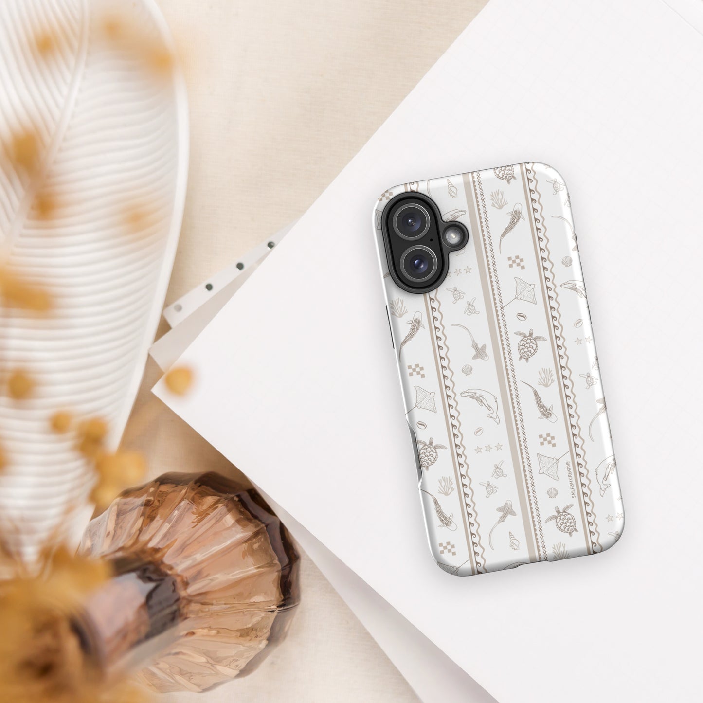 iPhone Tough Phone Case - Candy Stripes Beige