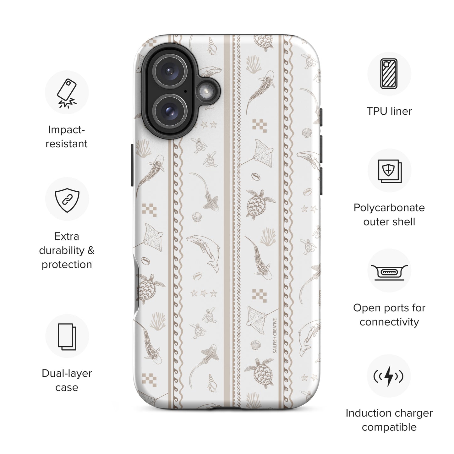 iPhone Tough Phone Case - Candy Stripes Beige