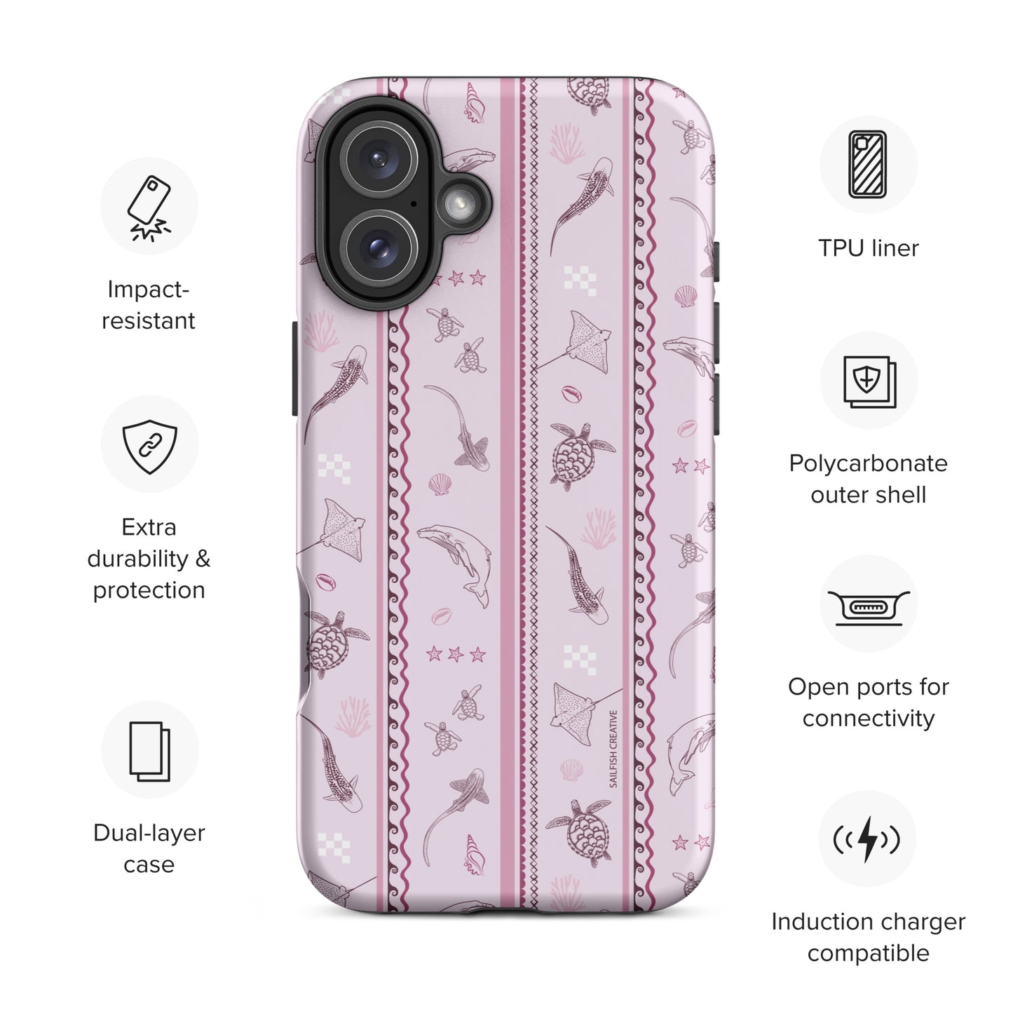 iPhone Tough Phone Case - Candy Stripes Orchid
