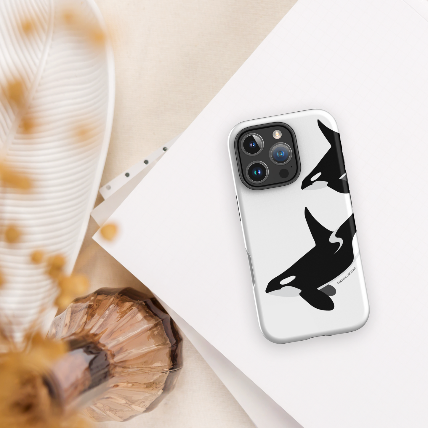 iPhone Tough Phone Case - Orca Killer Whale White - Sailfish Creative