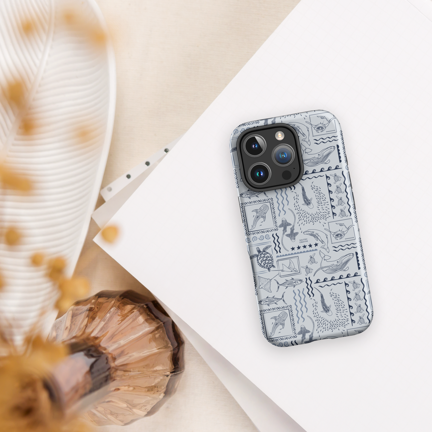 iPhone Phone Case - Busy Print Overcast Blue