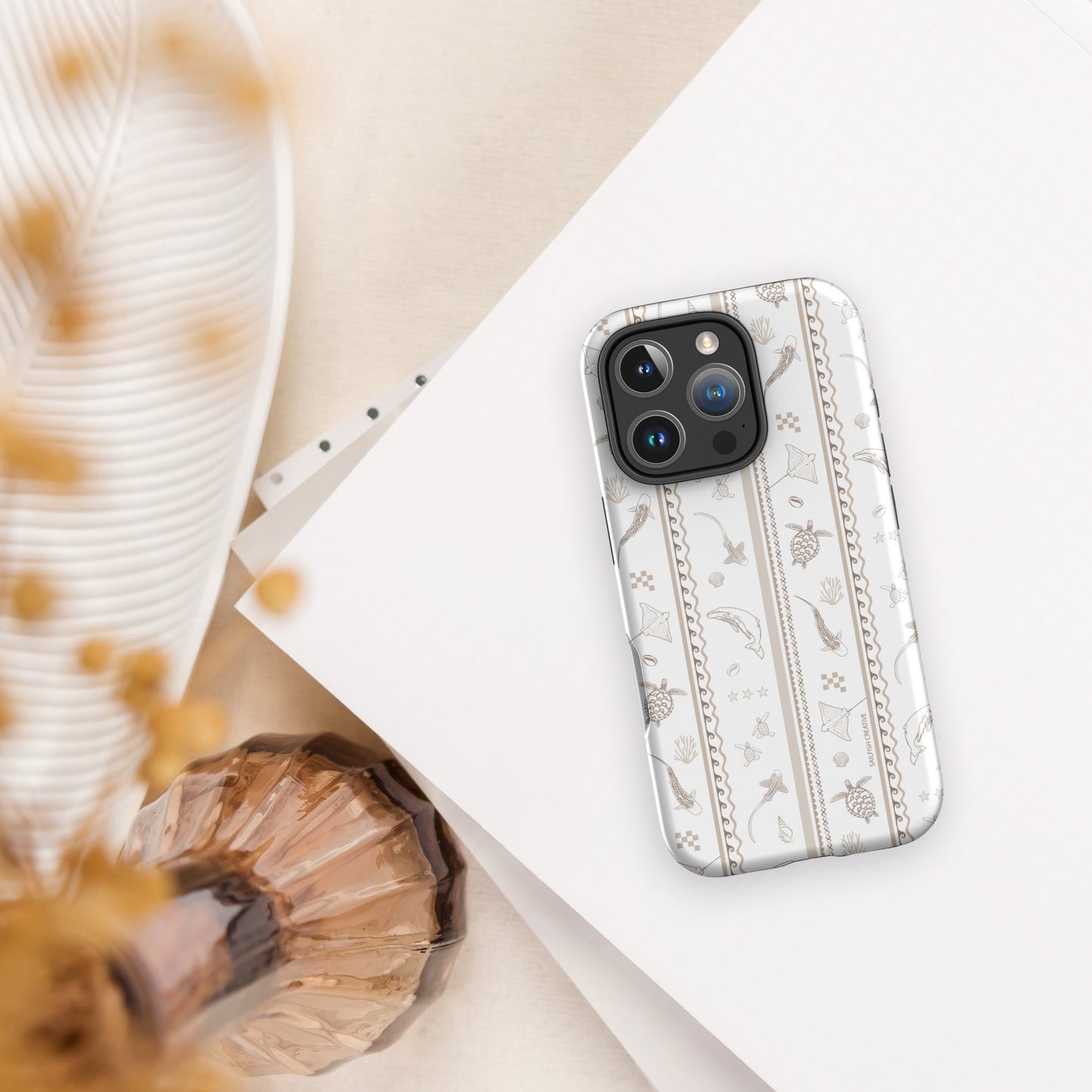 iPhone Tough Phone Case - Candy Stripes Beige