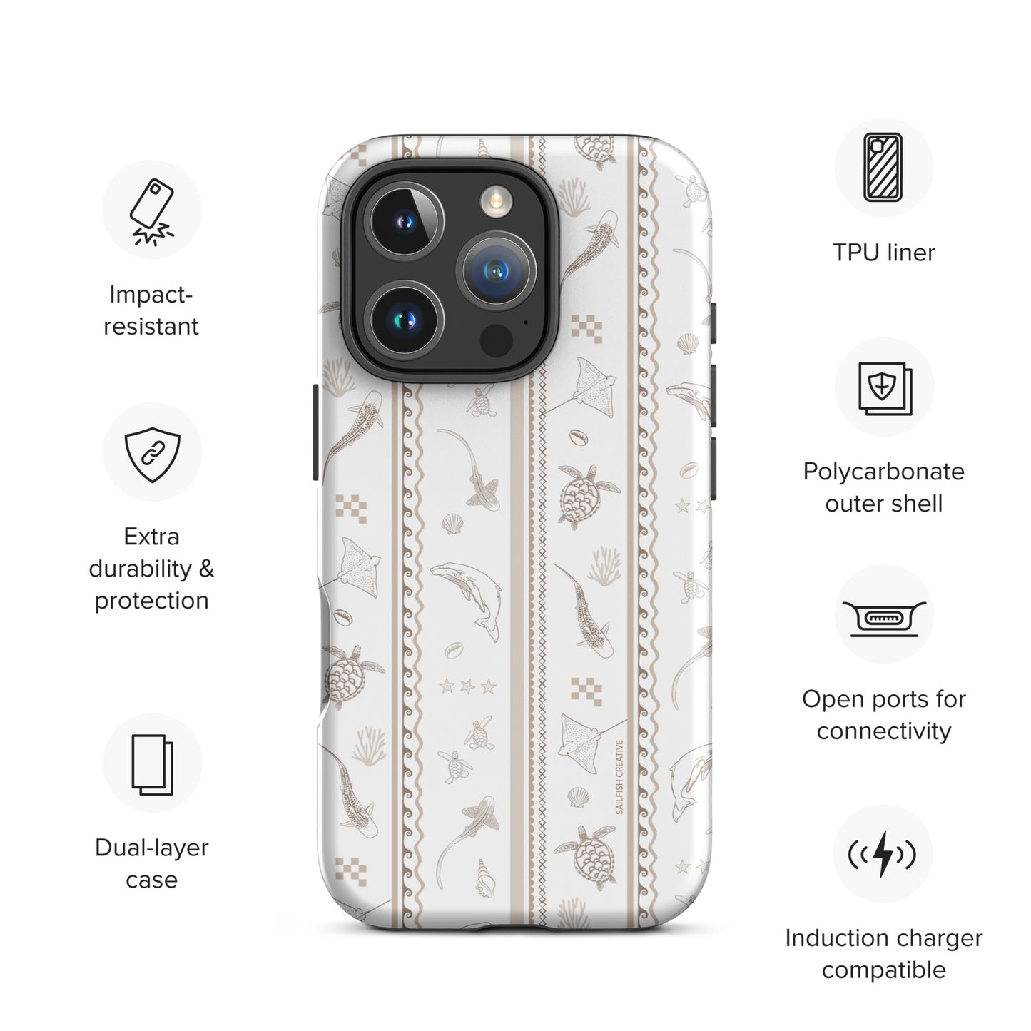 iPhone Tough Phone Case - Candy Stripes Beige