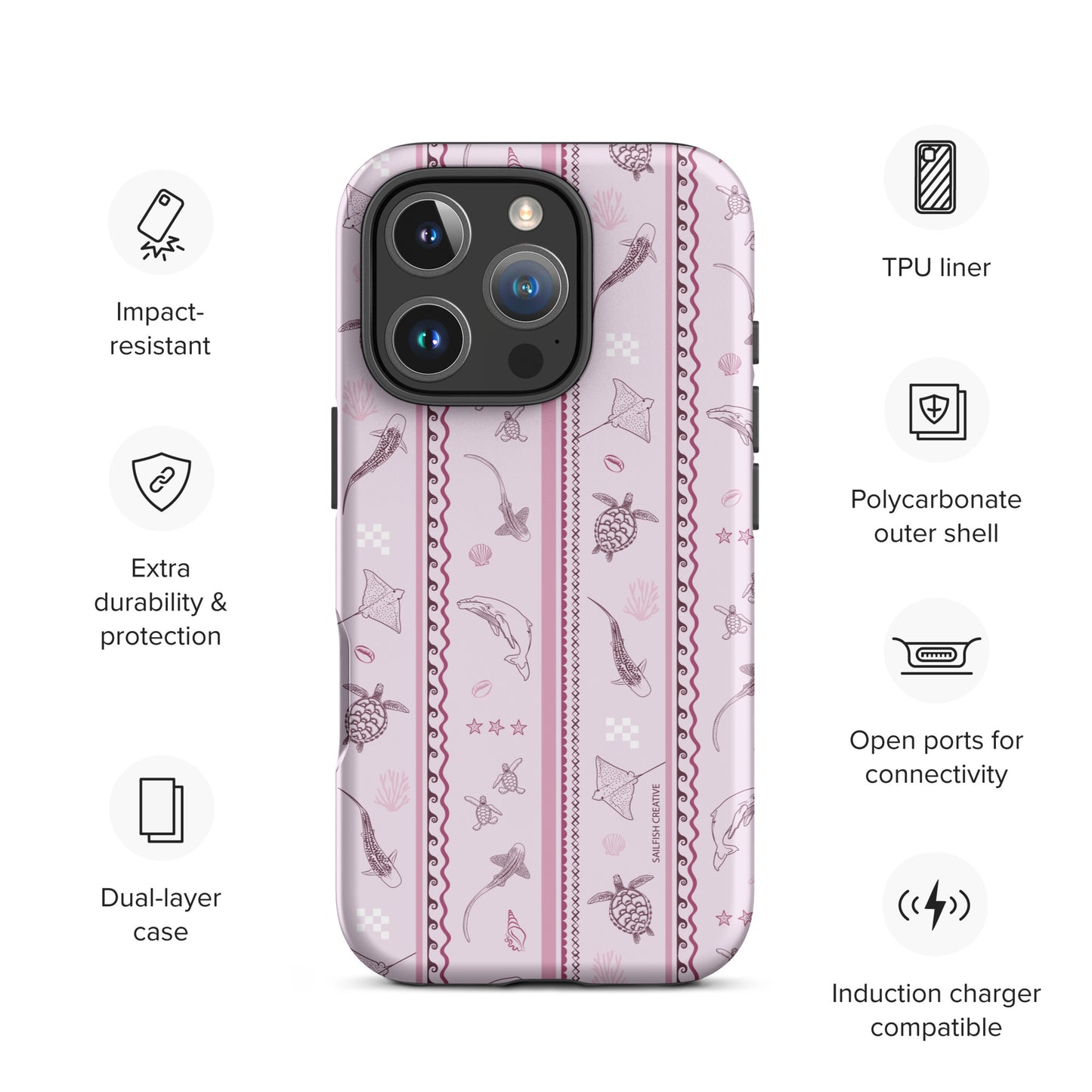 iPhone Tough Phone Case - Candy Stripes Orchid