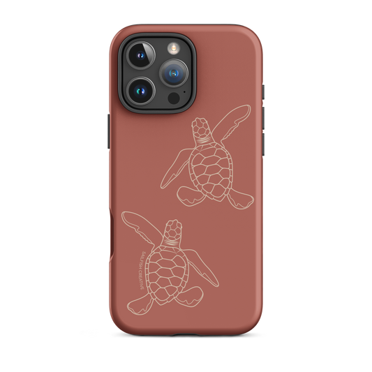 iPhone Phone Case - Turtle Hatchlings Outline Rusty Coral