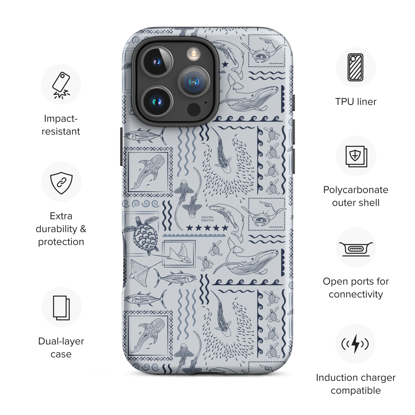 iPhone Phone Case - Busy Print Overcast Blue