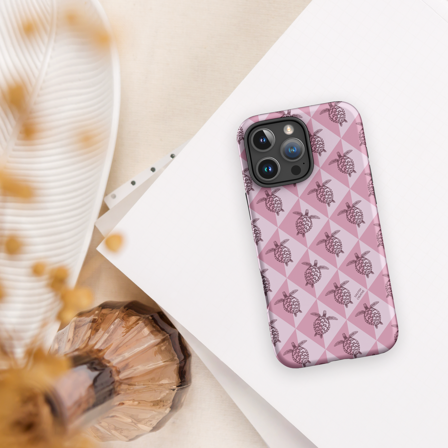 iPhone Tough Phone Case - Turtle Diamonds Orchid