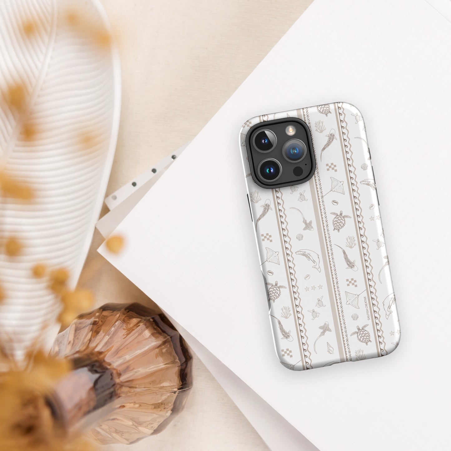 iPhone Tough Phone Case - Candy Stripes Beige