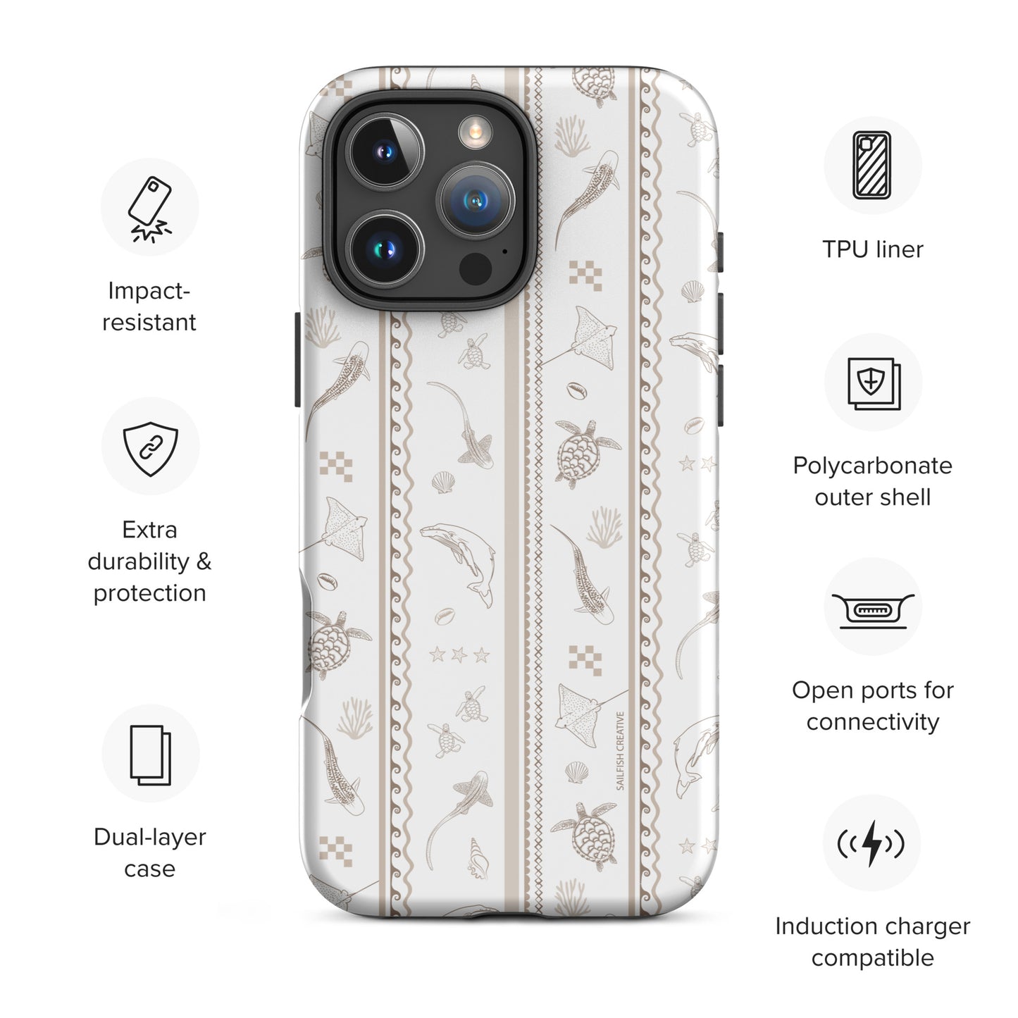 iPhone Tough Phone Case - Candy Stripes Beige