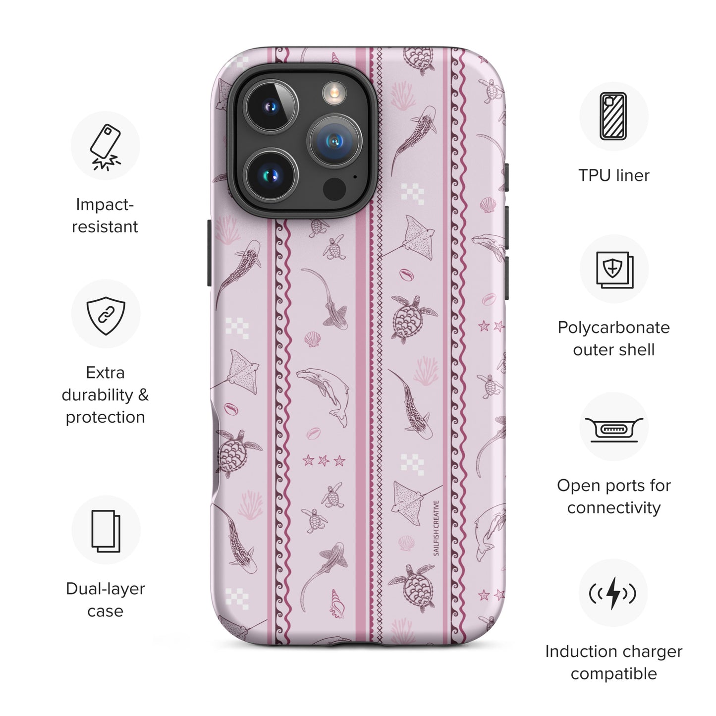 iPhone Tough Phone Case - Candy Stripes Orchid