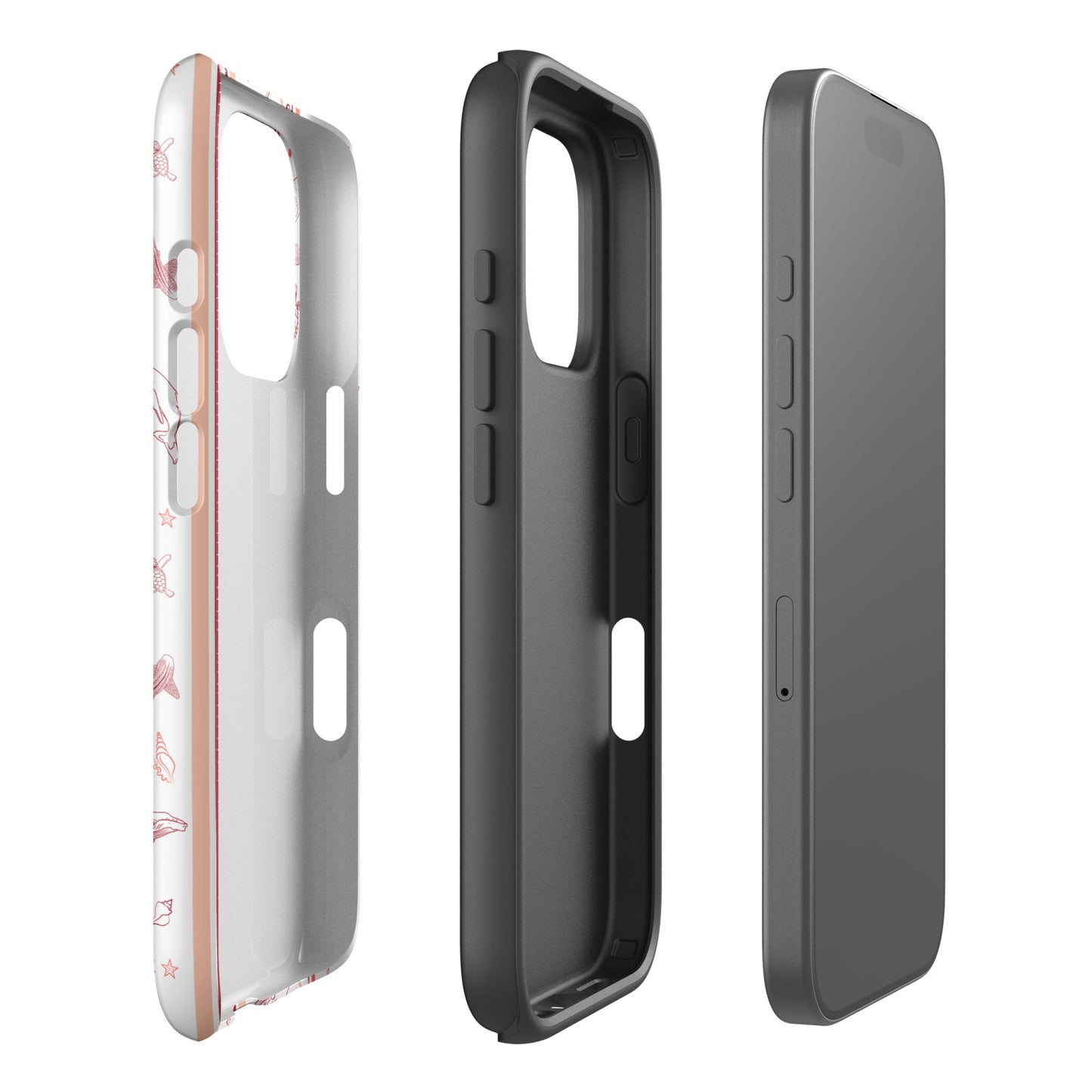iPhone Tough Phone Case - Candy Stripes Coral