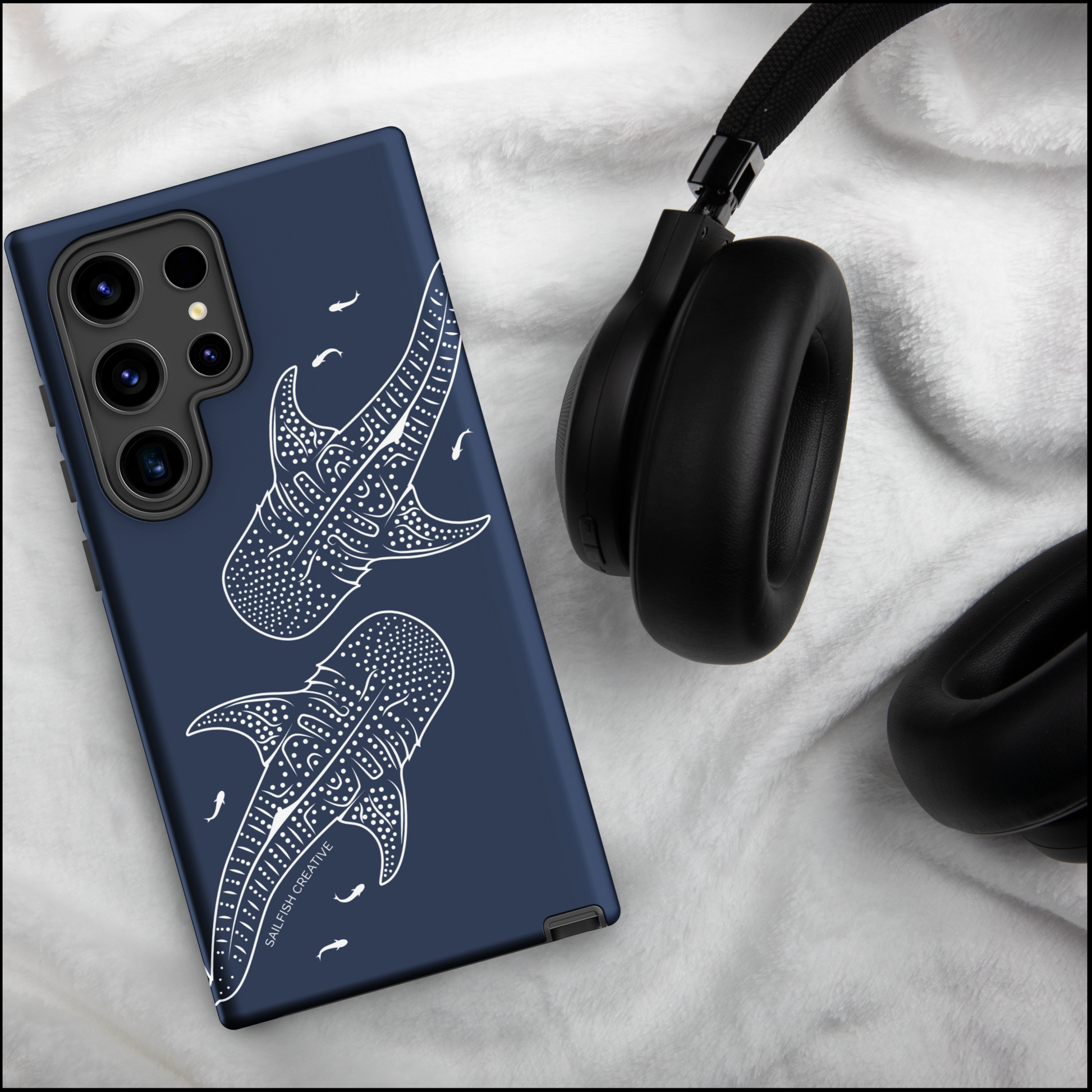Samsung Tough Case - Whale Sharks Outline Navy - Sailfish Creative