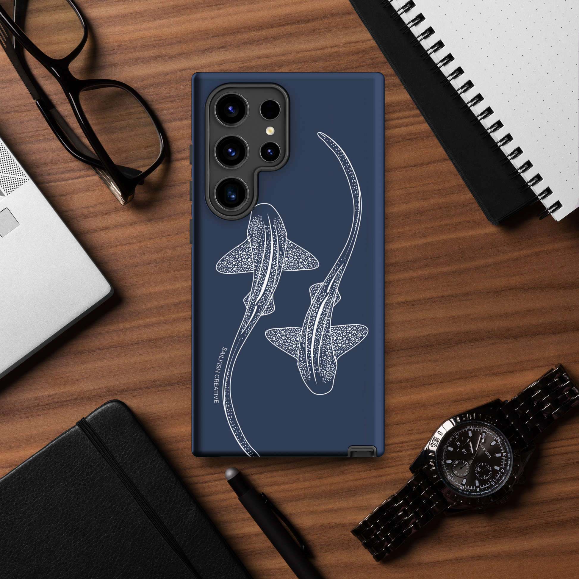 Samsung Tough Case - Leopard Sharks Outline Navy - Sailfish Creative