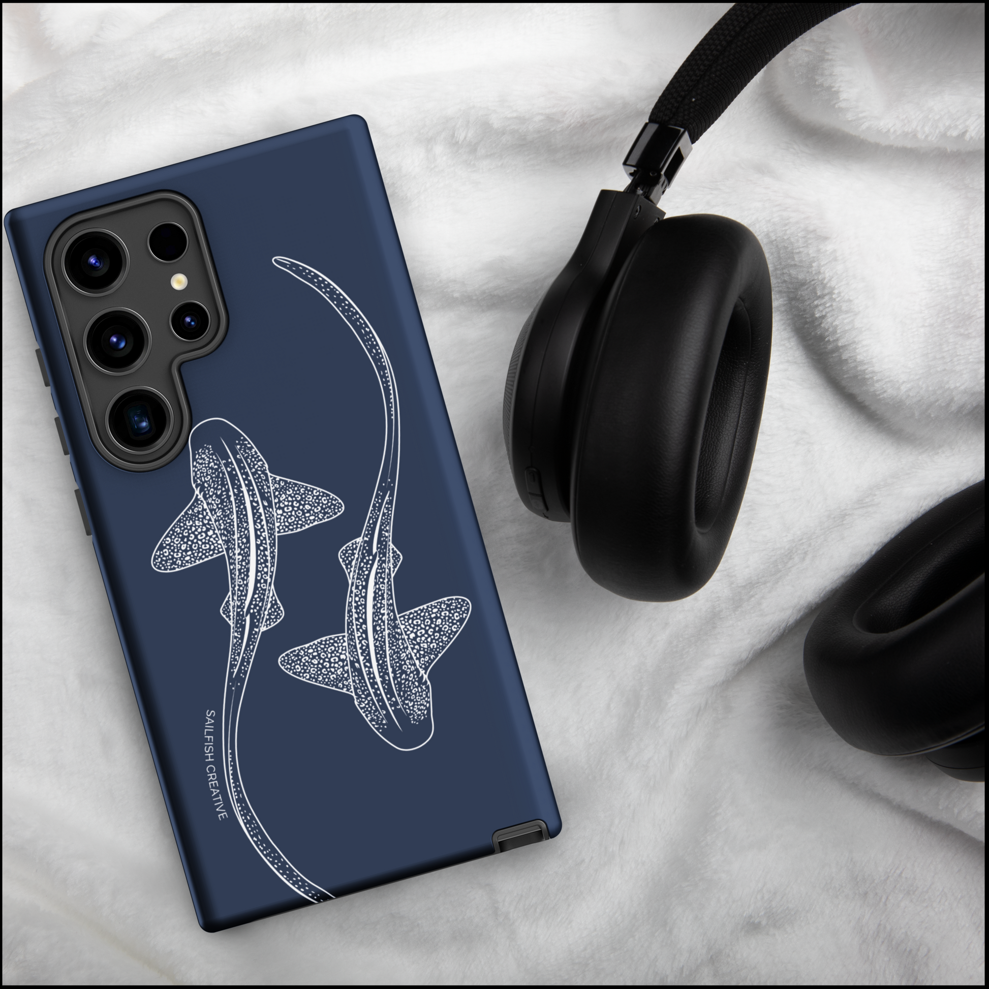 Samsung Tough Case - Leopard Sharks Outline Navy - Sailfish Creative
