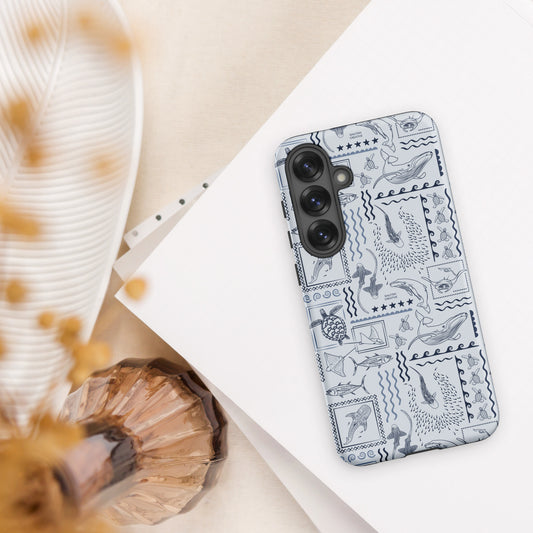 Samsung Phone Case - Busy Print Overcast Blue