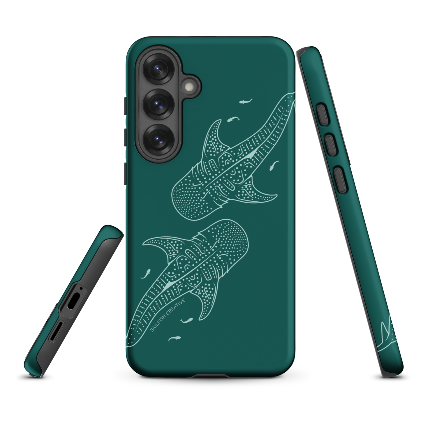 Samsung Phone Case - Whale Sharks Outline Emerald