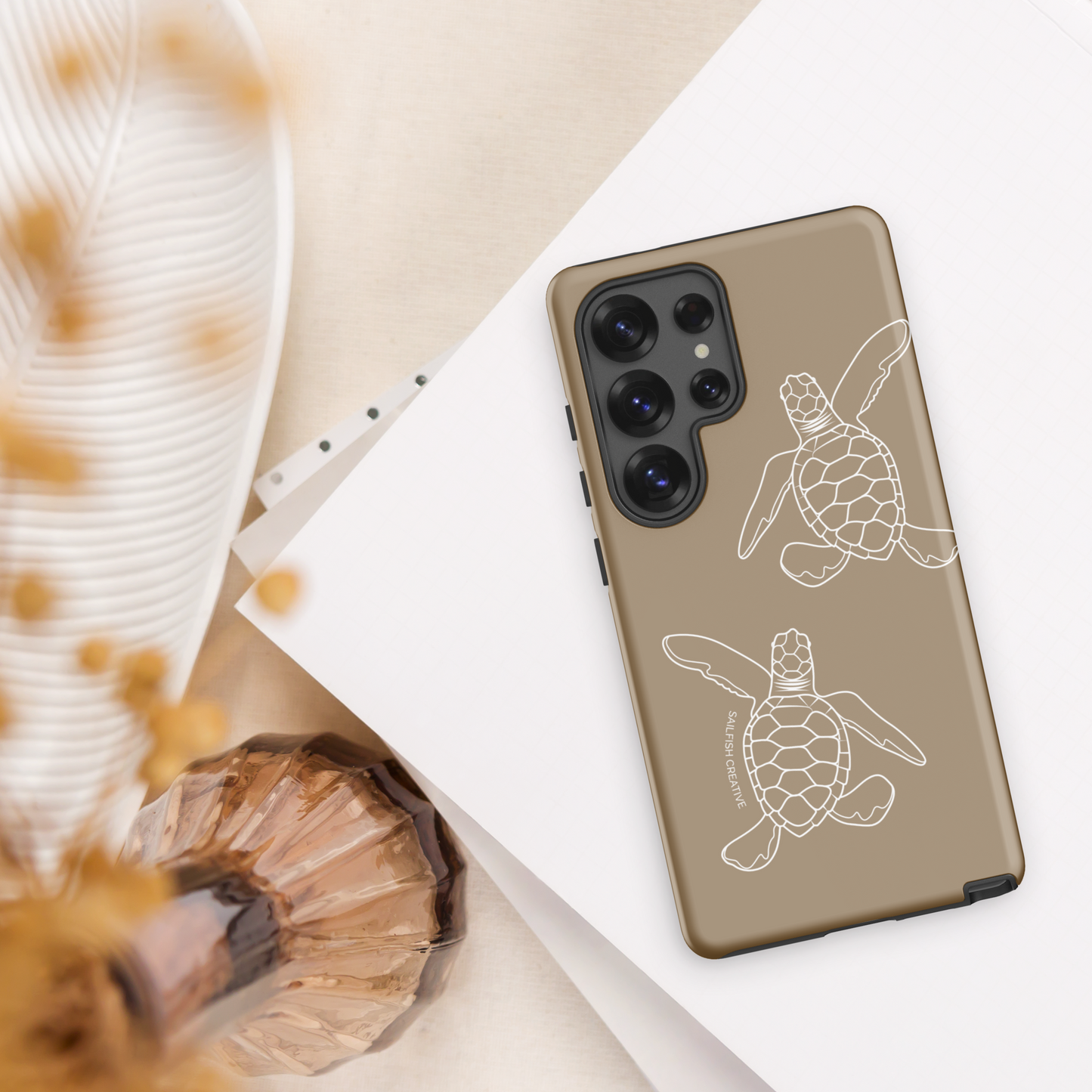 Samsung Tough Case - Turtle Hatchlings Outline Natural