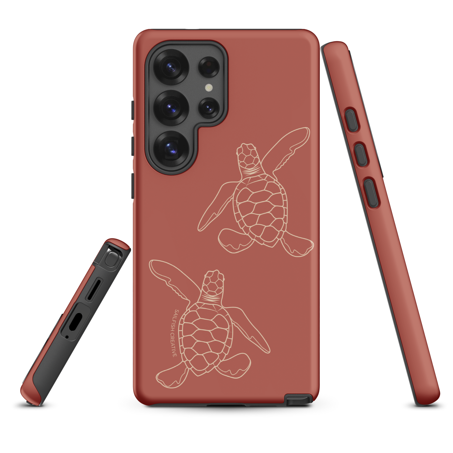 Samsung Phone Case - Turtle Hatchlings Outline Rusty Coral