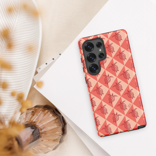 Samsung Phone Case - Turtle Diamonds Coral