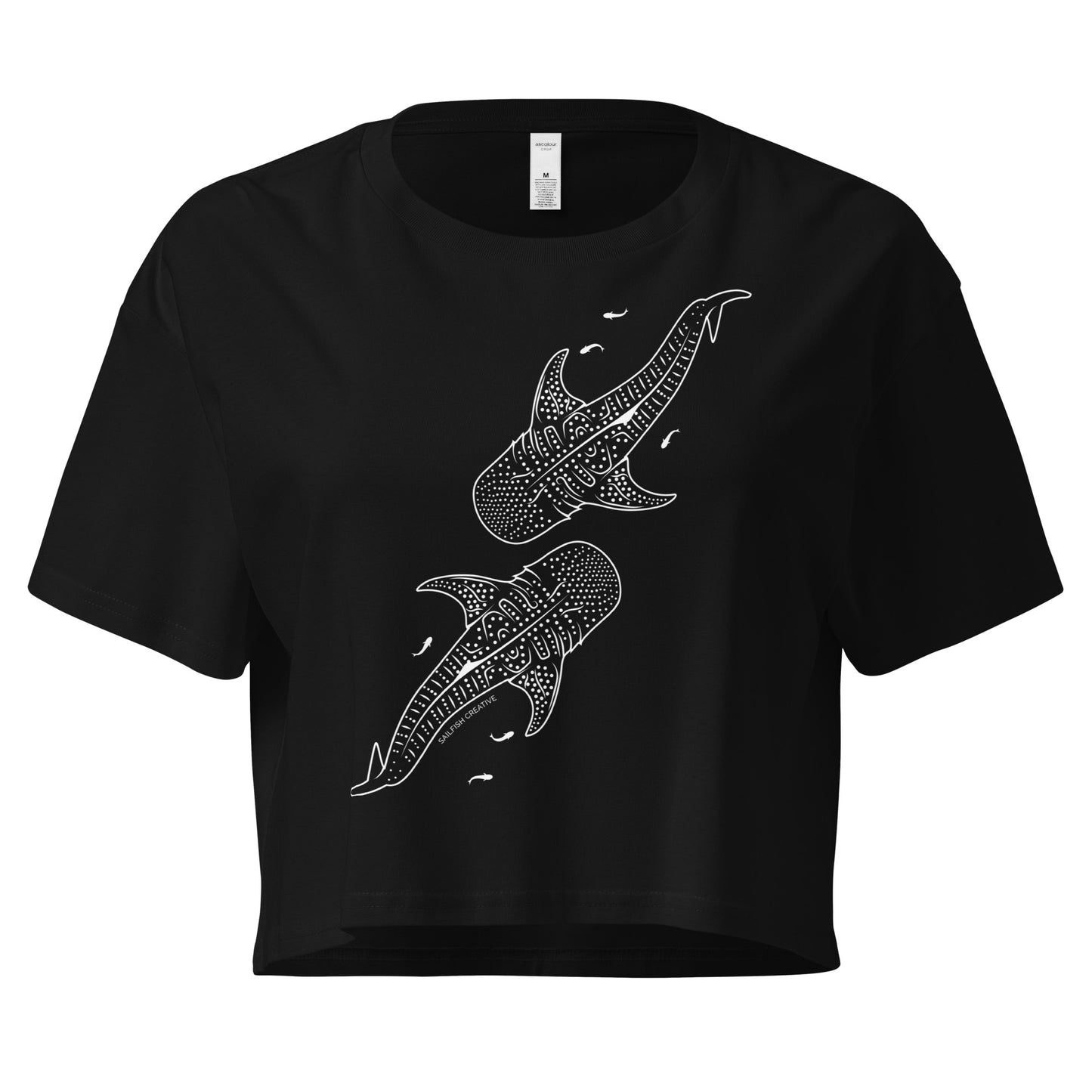 Whale Shark Line Art - Women's Crop T-Shirt - Sailfish Creative