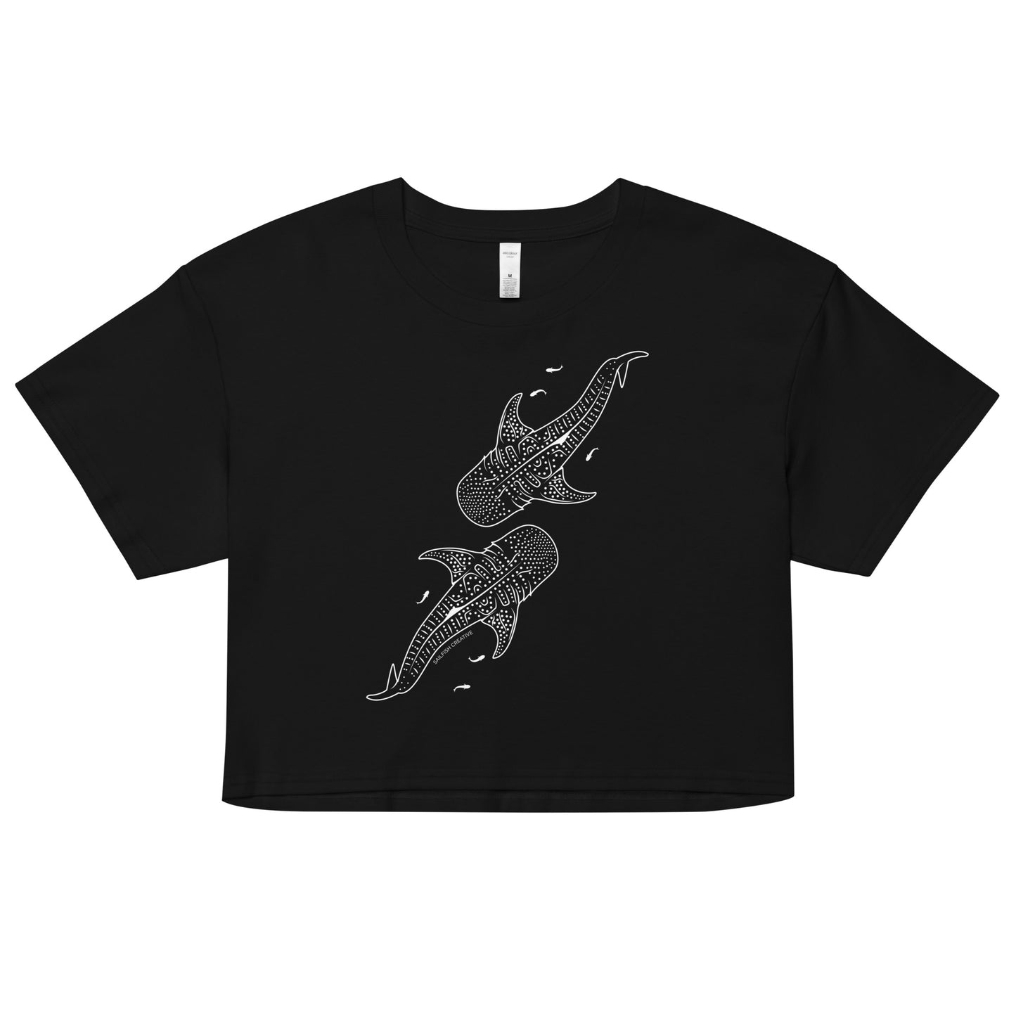 Whale Shark Line Art - Women's Crop T-Shirt - Sailfish Creative