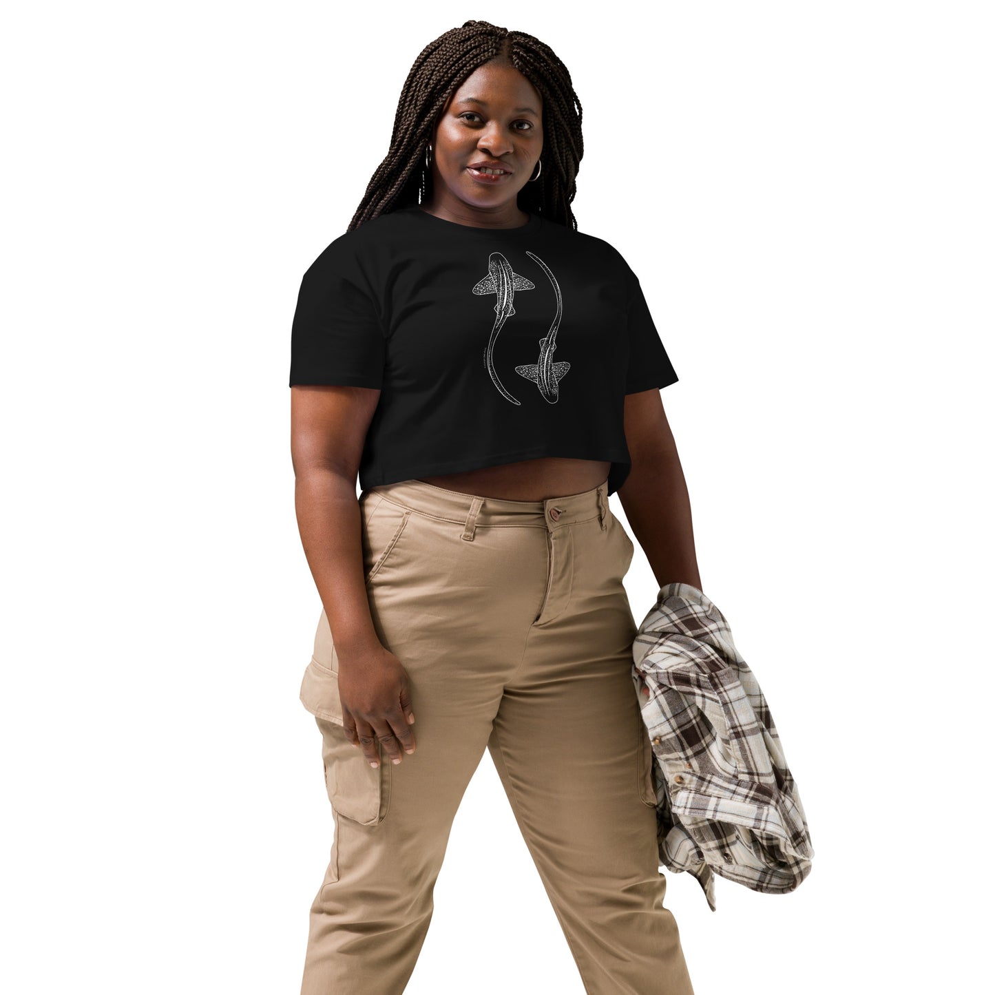 Leopard Shark Line Art - Women's Crop T-Shirt - Sailfish Creative