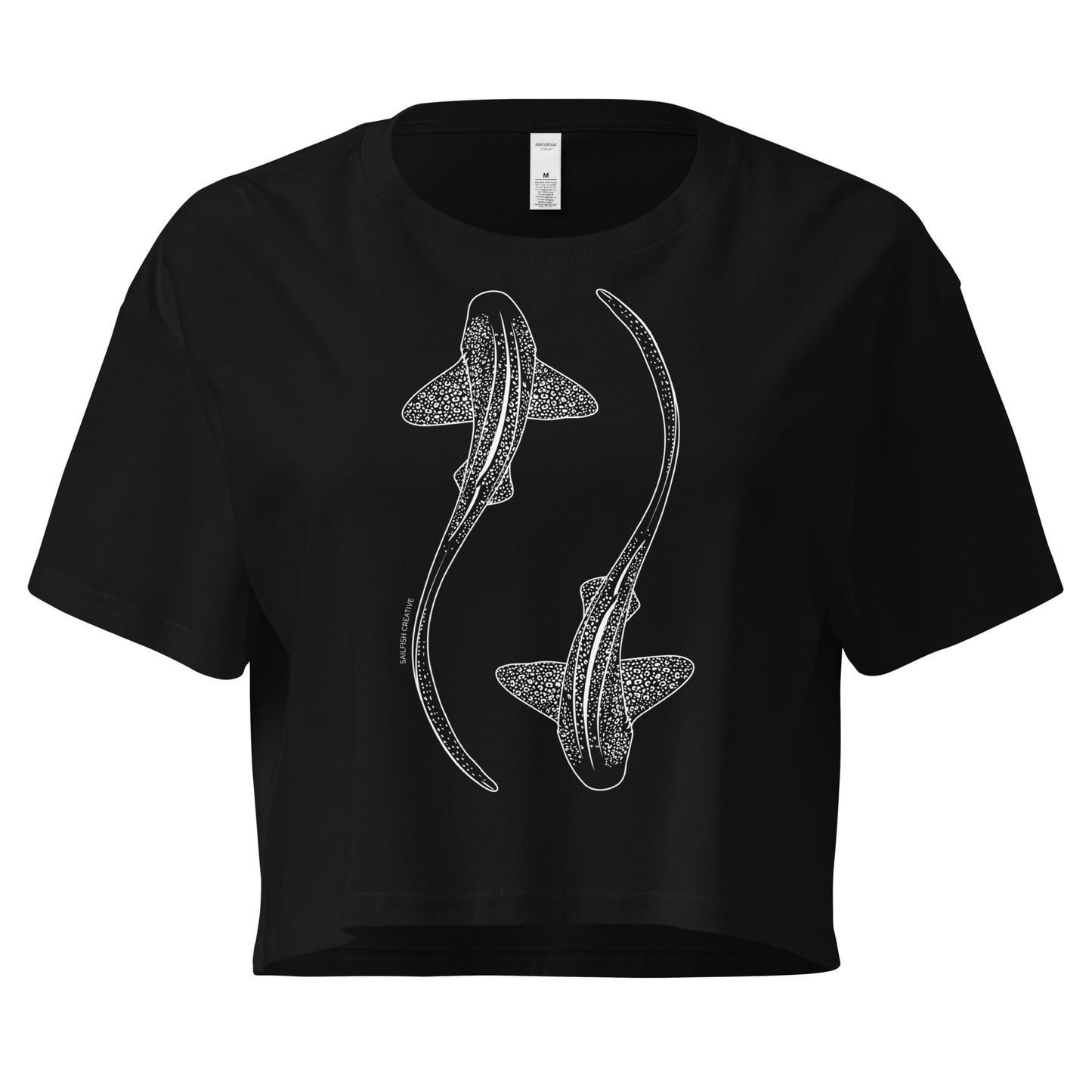Leopard Shark Line Art - Women's Crop T-Shirt - Sailfish Creative
