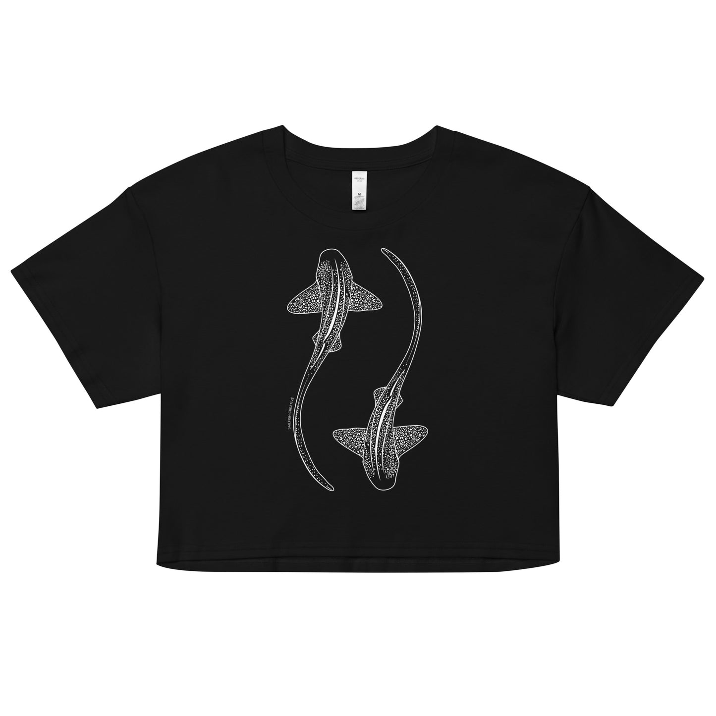 Leopard Shark Line Art - Women's Crop T-Shirt - Sailfish Creative
