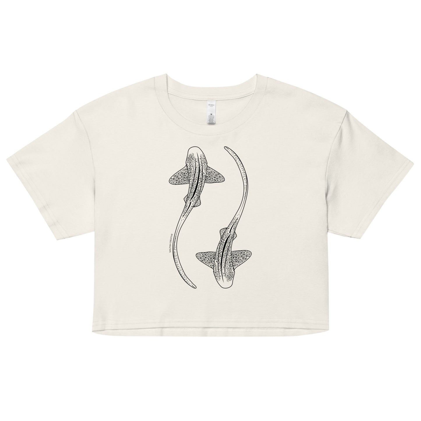 Leopard Shark Line Art - Women's Crop T-Shirt - Sailfish Creative