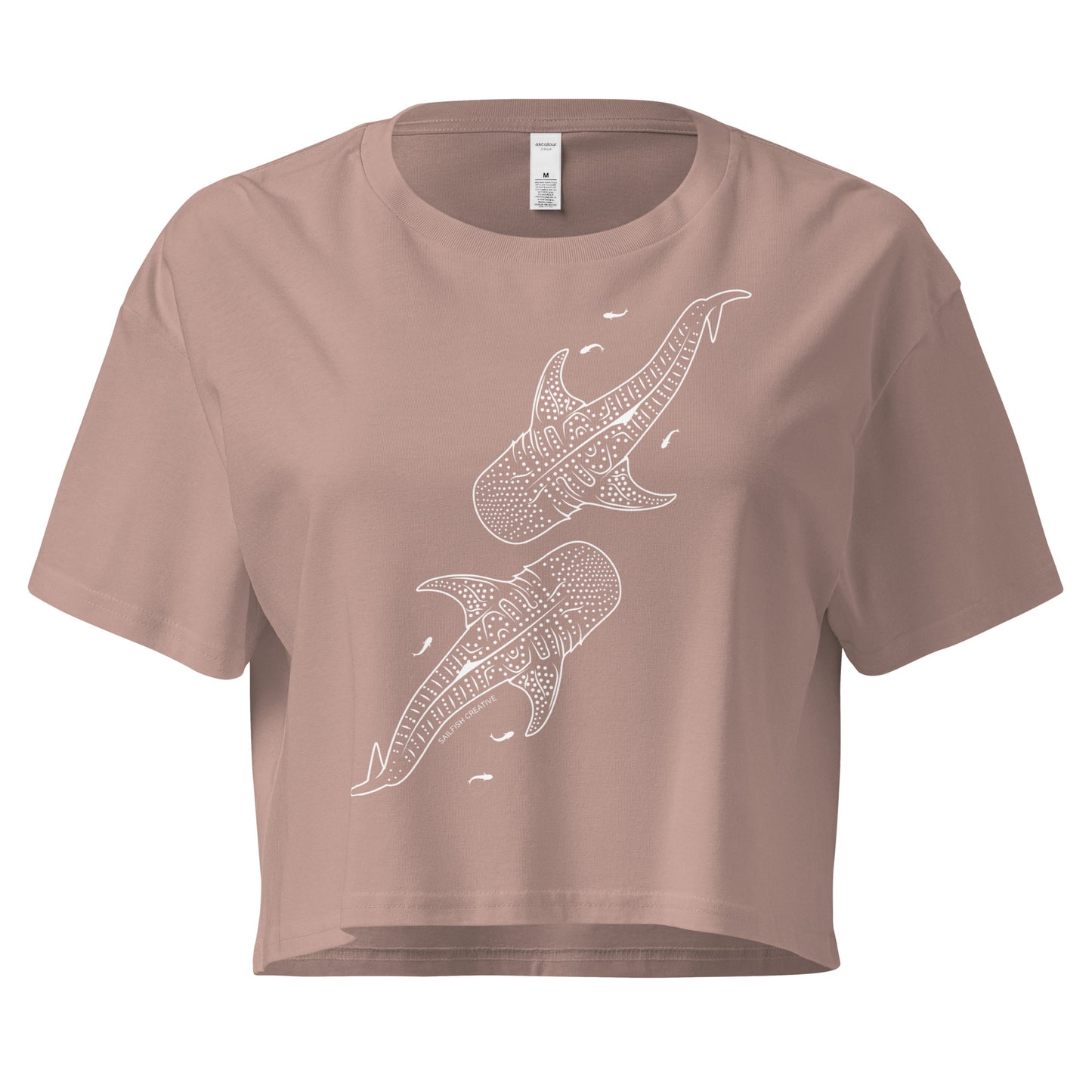 Whale Shark Line Art - Women's Crop T-Shirt - Sailfish Creative