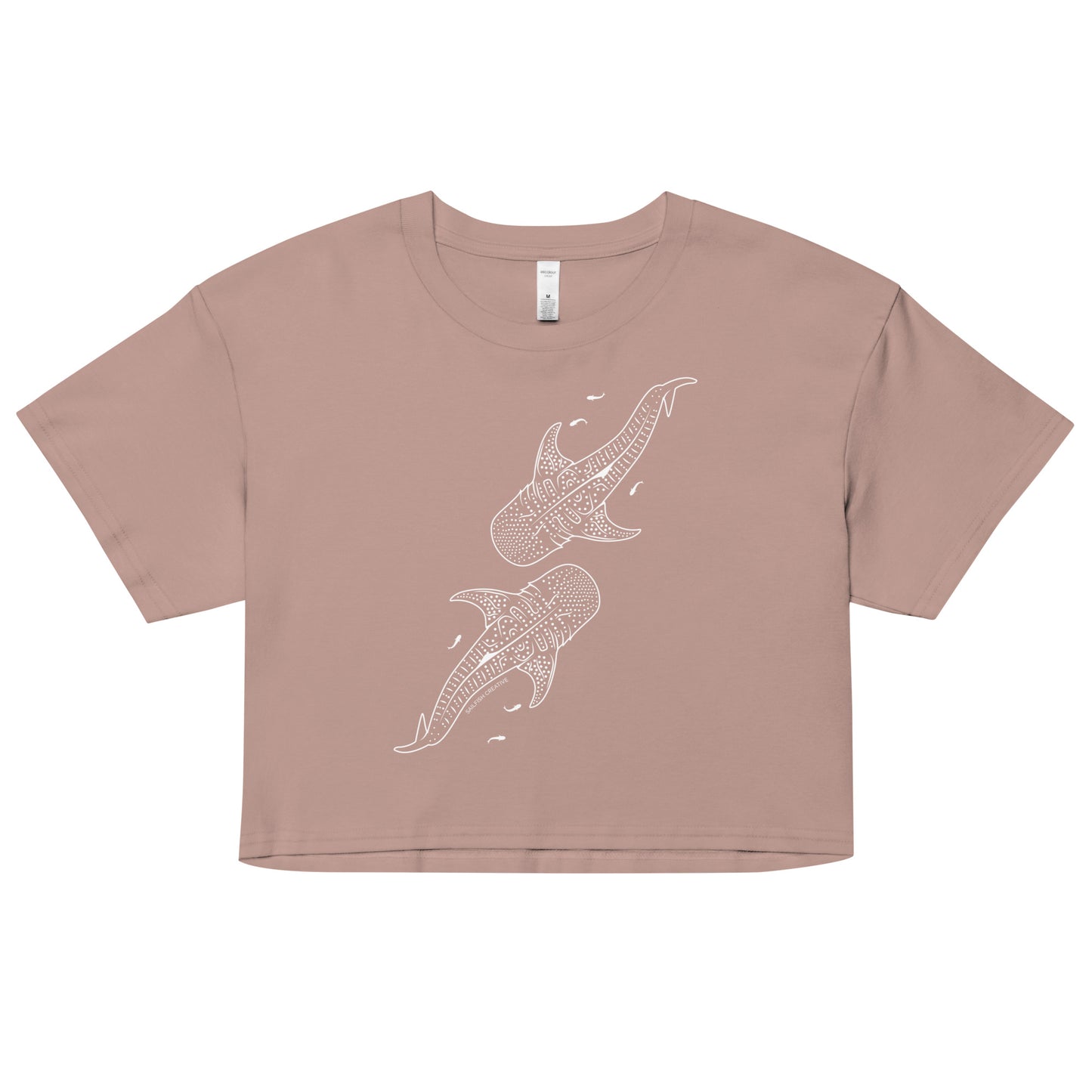 Whale Shark Line Art - Women's Crop T-Shirt - Sailfish Creative