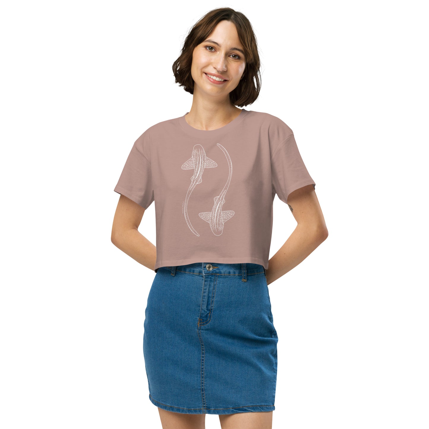 Leopard Shark Line Art - Women's Crop T-Shirt - Sailfish Creative
