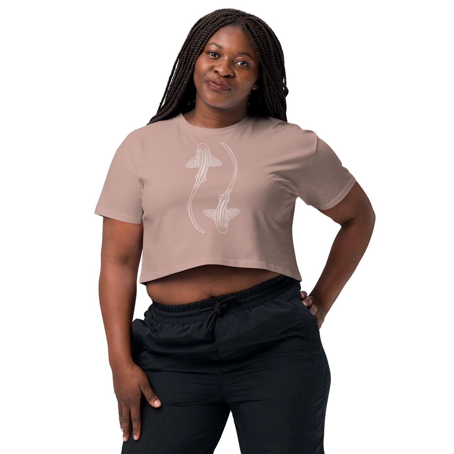 Leopard Shark Line Art - Women's Crop T-Shirt - Sailfish Creative