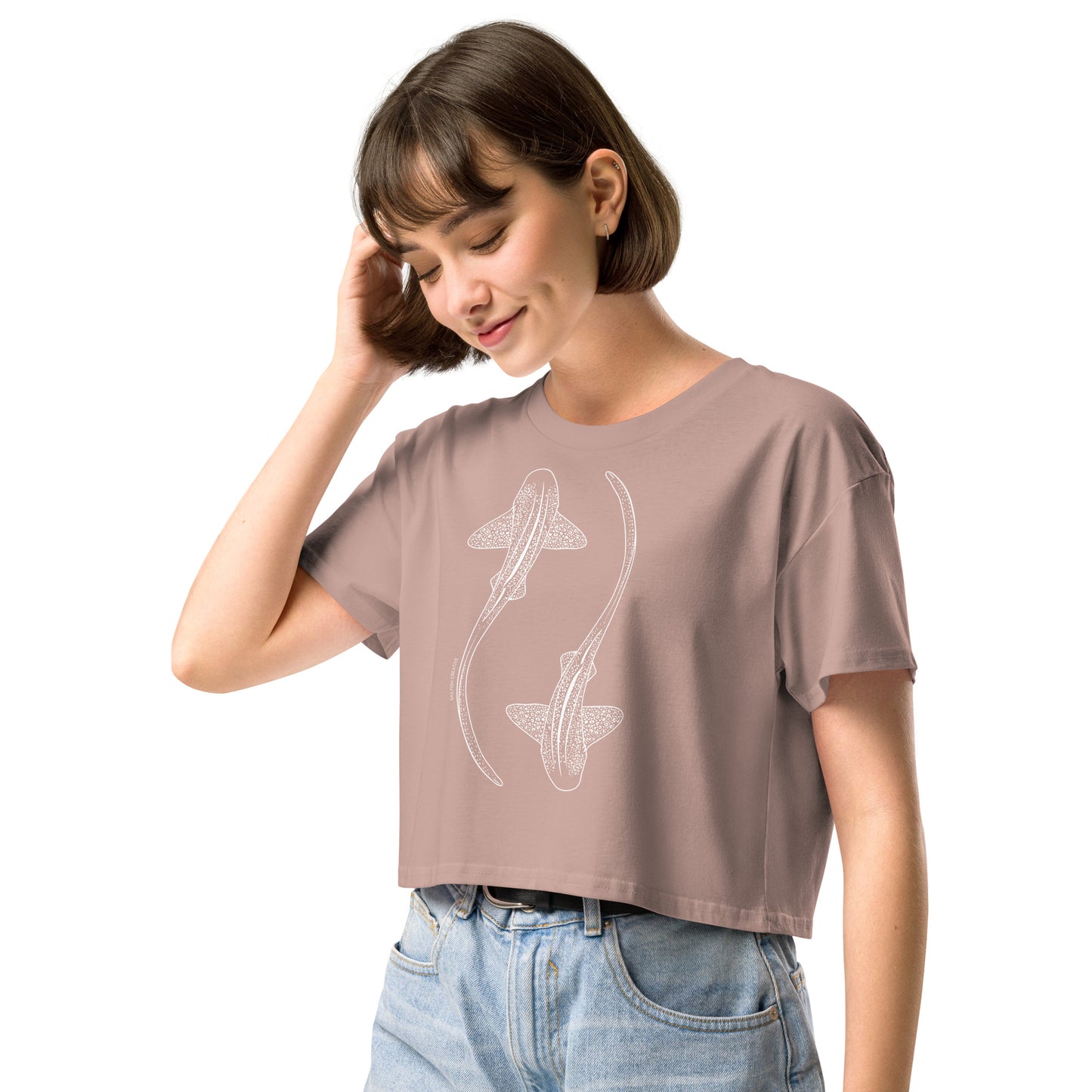 Leopard Shark Line Art - Women's Crop T-Shirt - Sailfish Creative