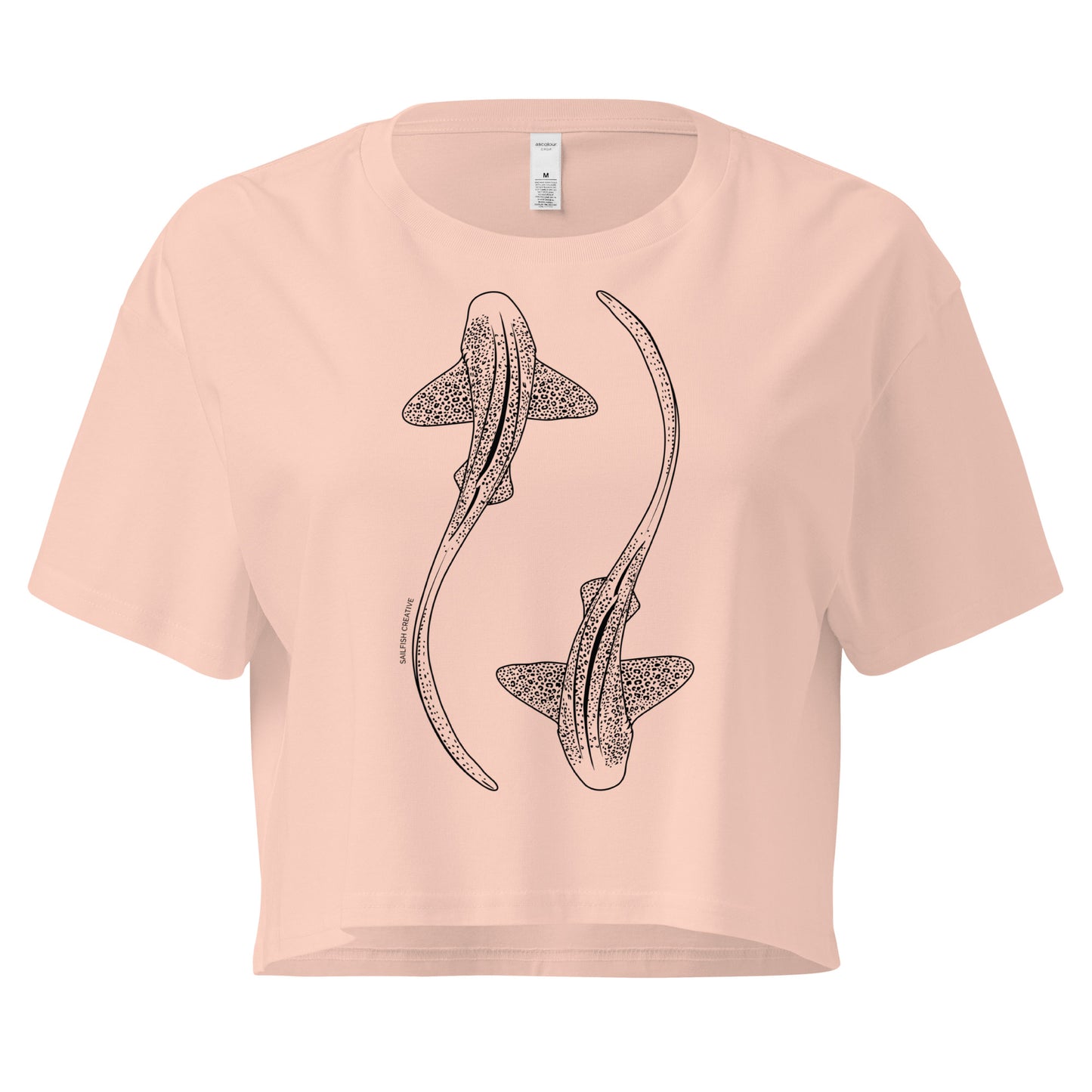Leopard Shark Line Art - Women's Crop T-Shirt - Sailfish Creative