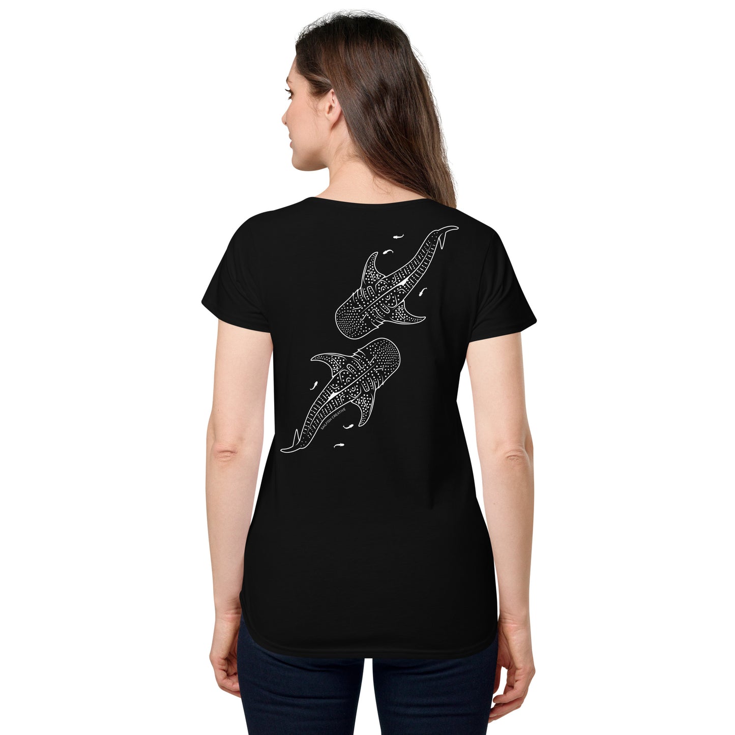 Whale Sharks Line Art - Women's Scoop Neck T-Shirt - Sailfish Creative