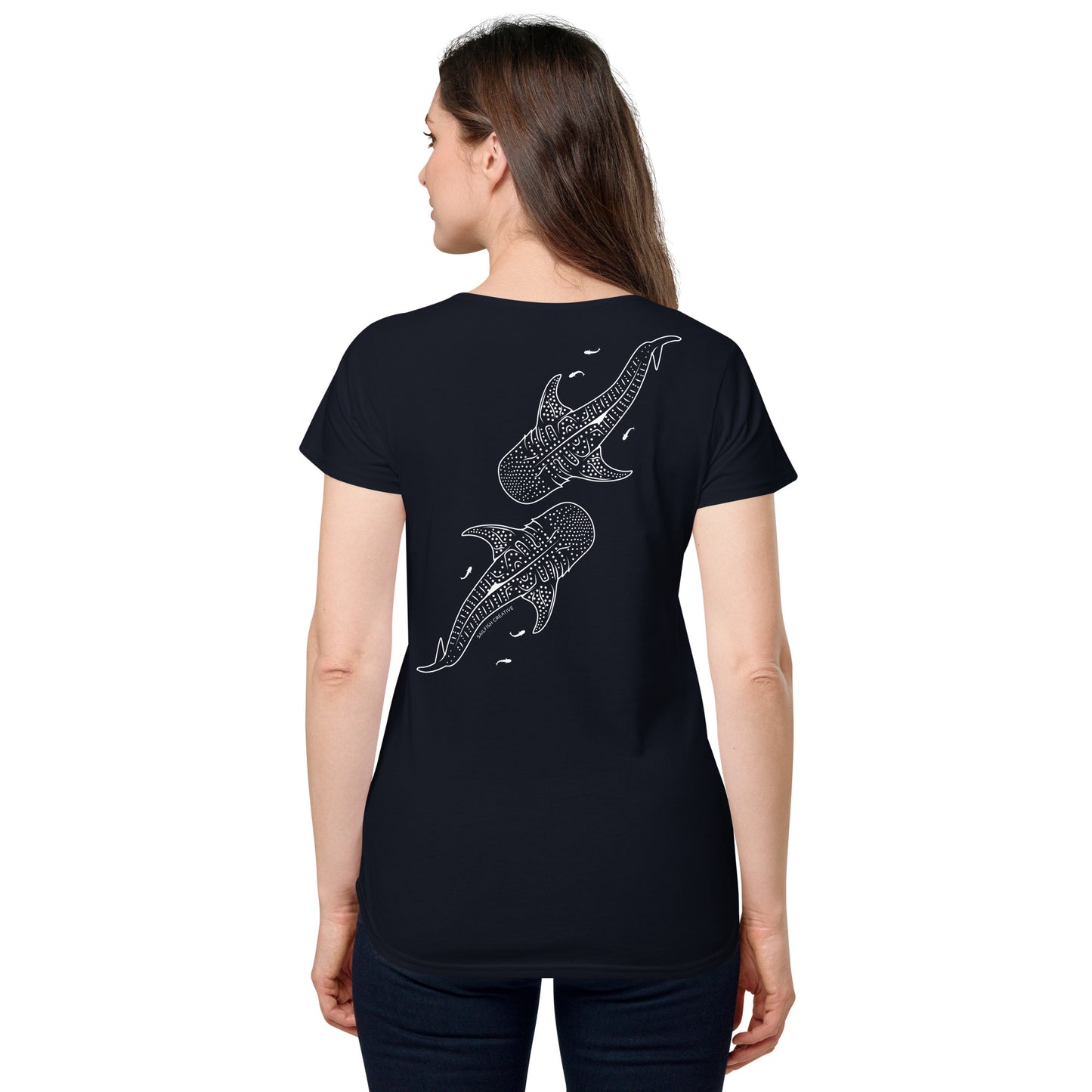 Whale Sharks Line Art - Women's Scoop Neck T-Shirt - Sailfish Creative