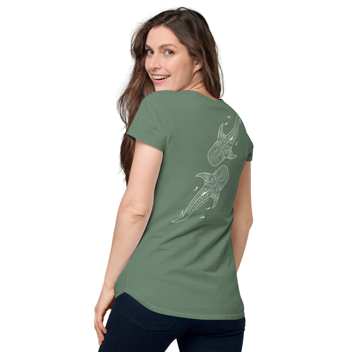 Whale Sharks Line Art - Women's Scoop Neck T-Shirt - Sailfish Creative