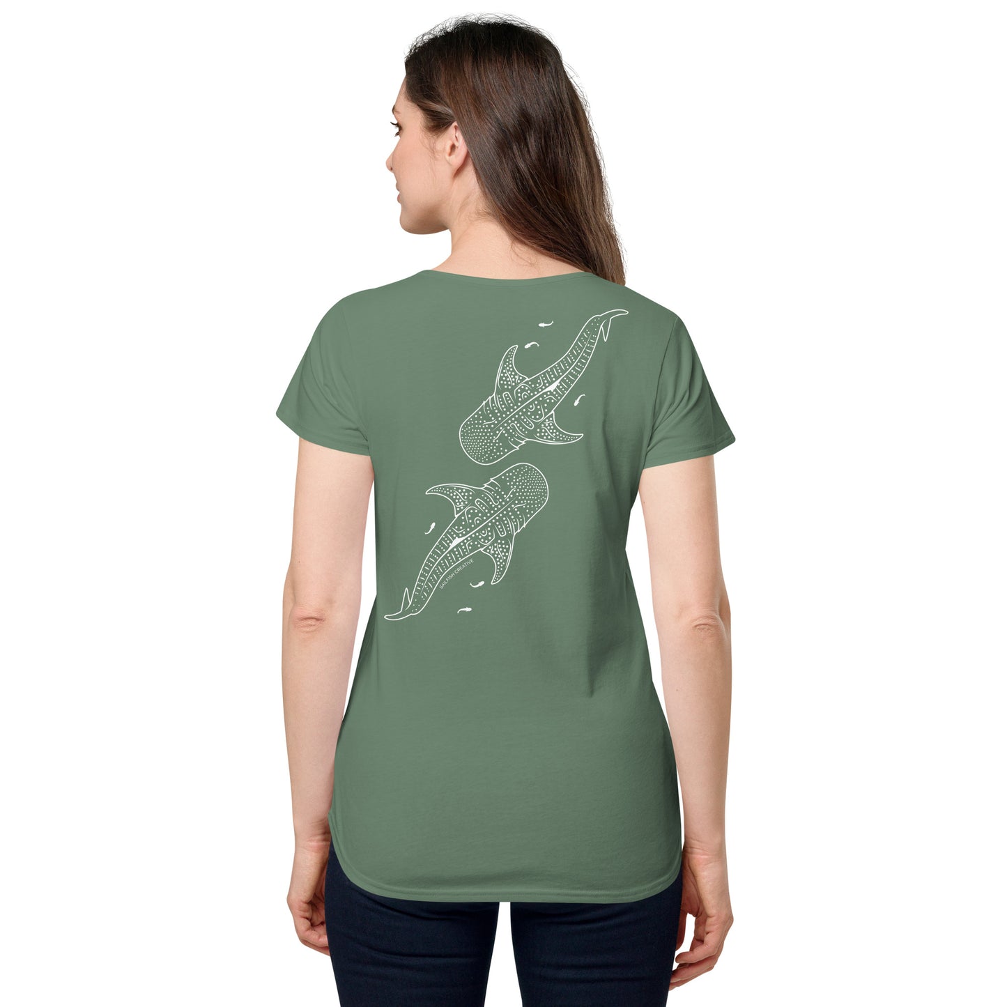Whale Sharks Line Art - Women's Scoop Neck T-Shirt - Sailfish Creative