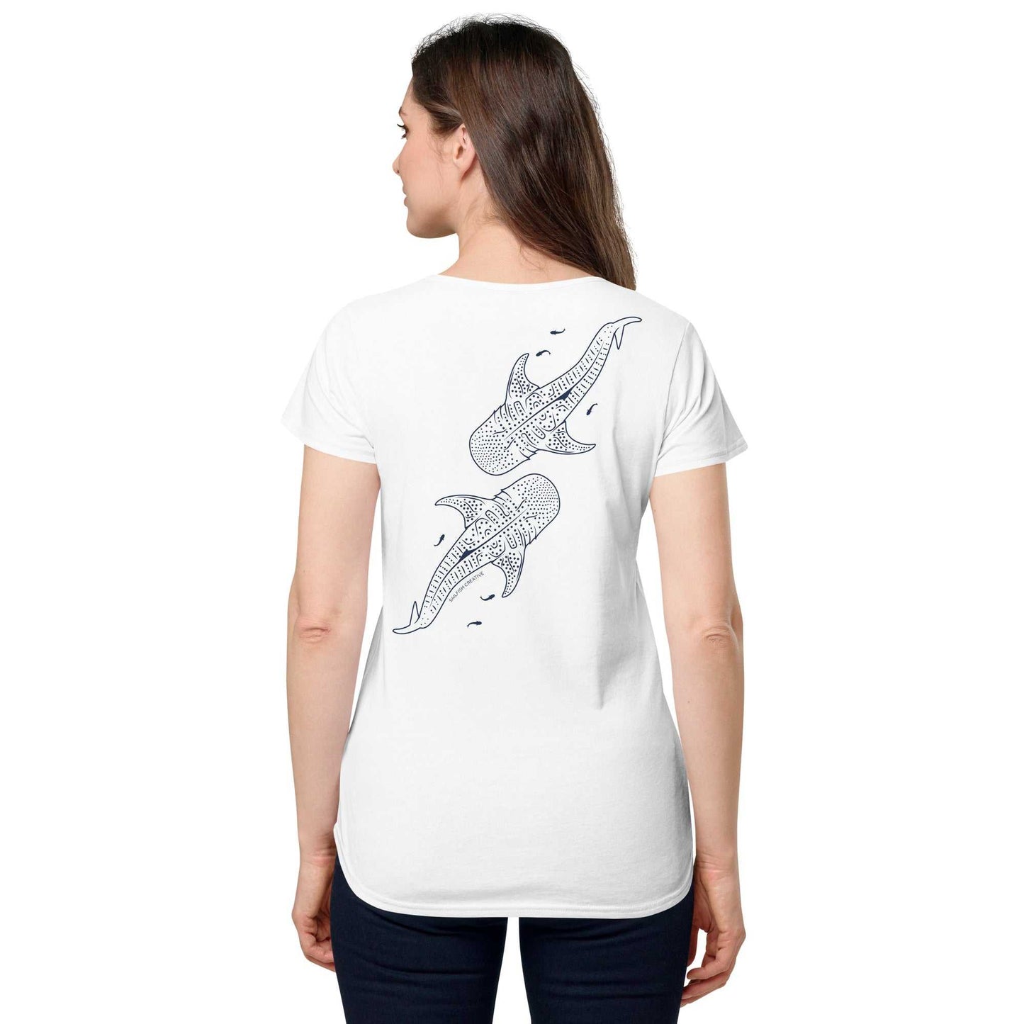 Whale Sharks Line Art - Women's Scoop Neck T-Shirt - Sailfish Creative