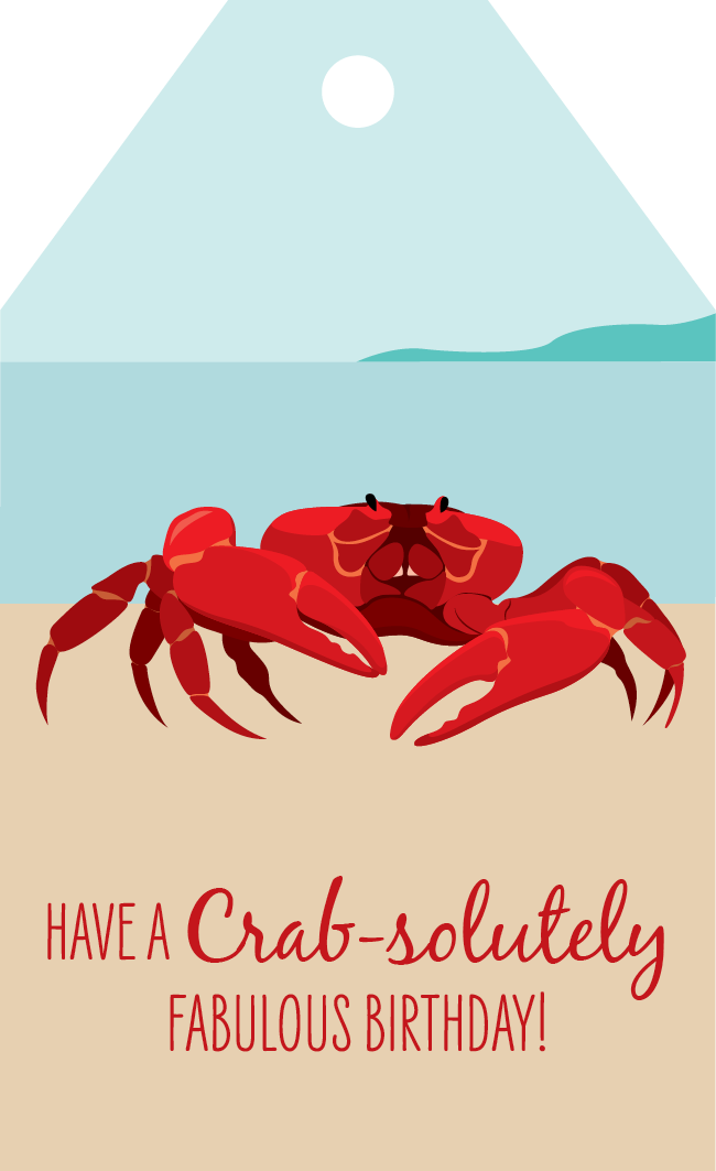Birthday Gift Tag - Red Crab