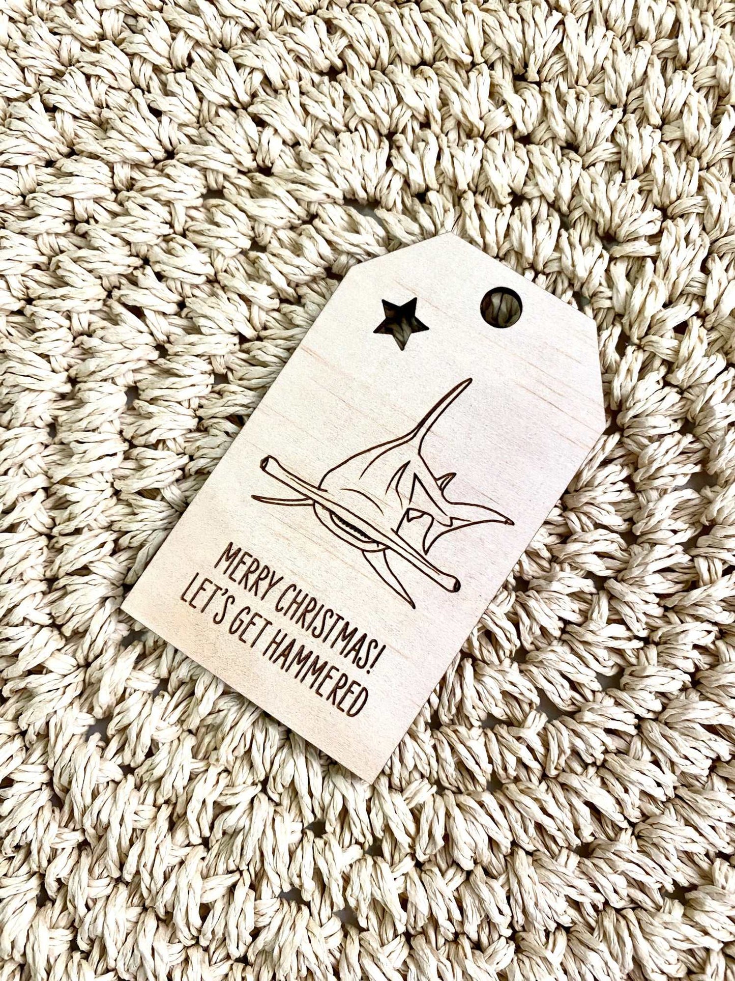 Wooden Christmas Swing Tag - Hammerhead Shark - Sailfish Creative