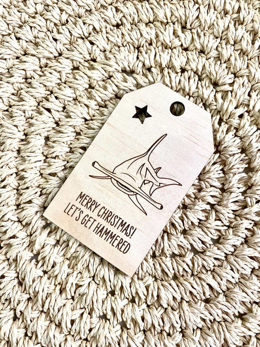 Wooden Christmas Swing Tag - Hammerhead Shark - Sailfish Creative
