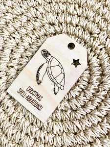 Wooden Christmas Swing Tag - Green Turtle