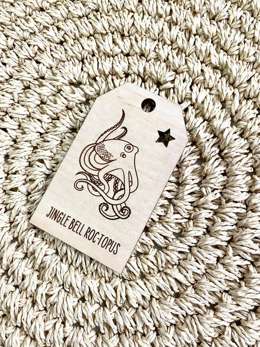 Wooden Christmas Swing Tag - Octopus - Sailfish Creative