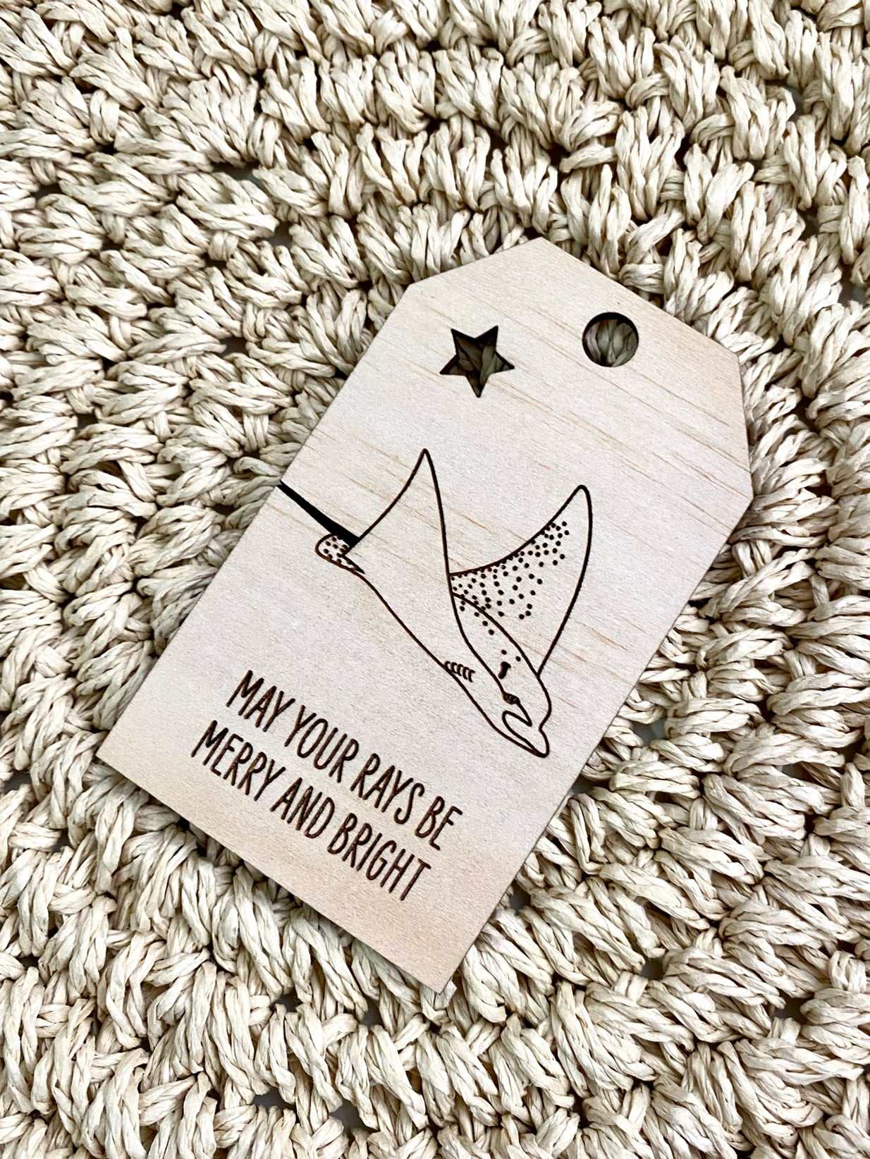 Wooden Christmas Swing Tag - Spotted Eagle Ray - Sailfish Creative