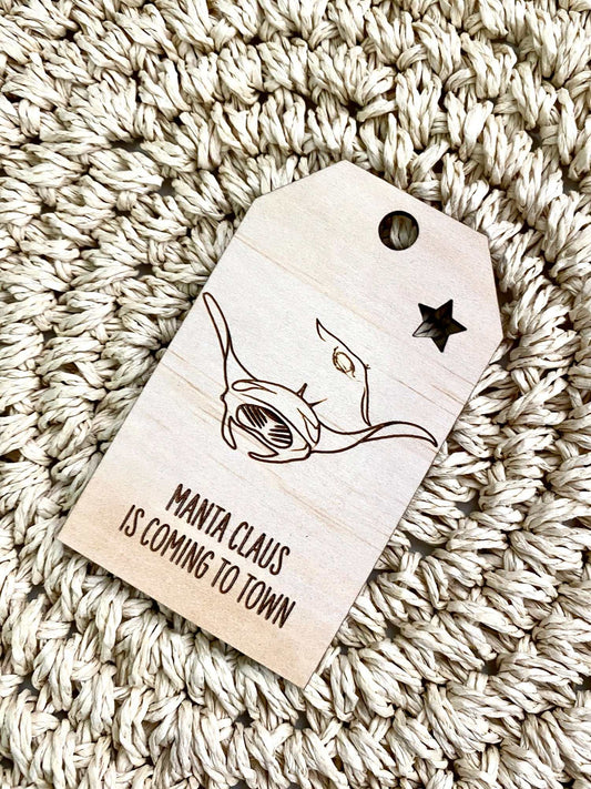 Wooden Christmas Swing Tag - Mantaray - Sailfish Creative