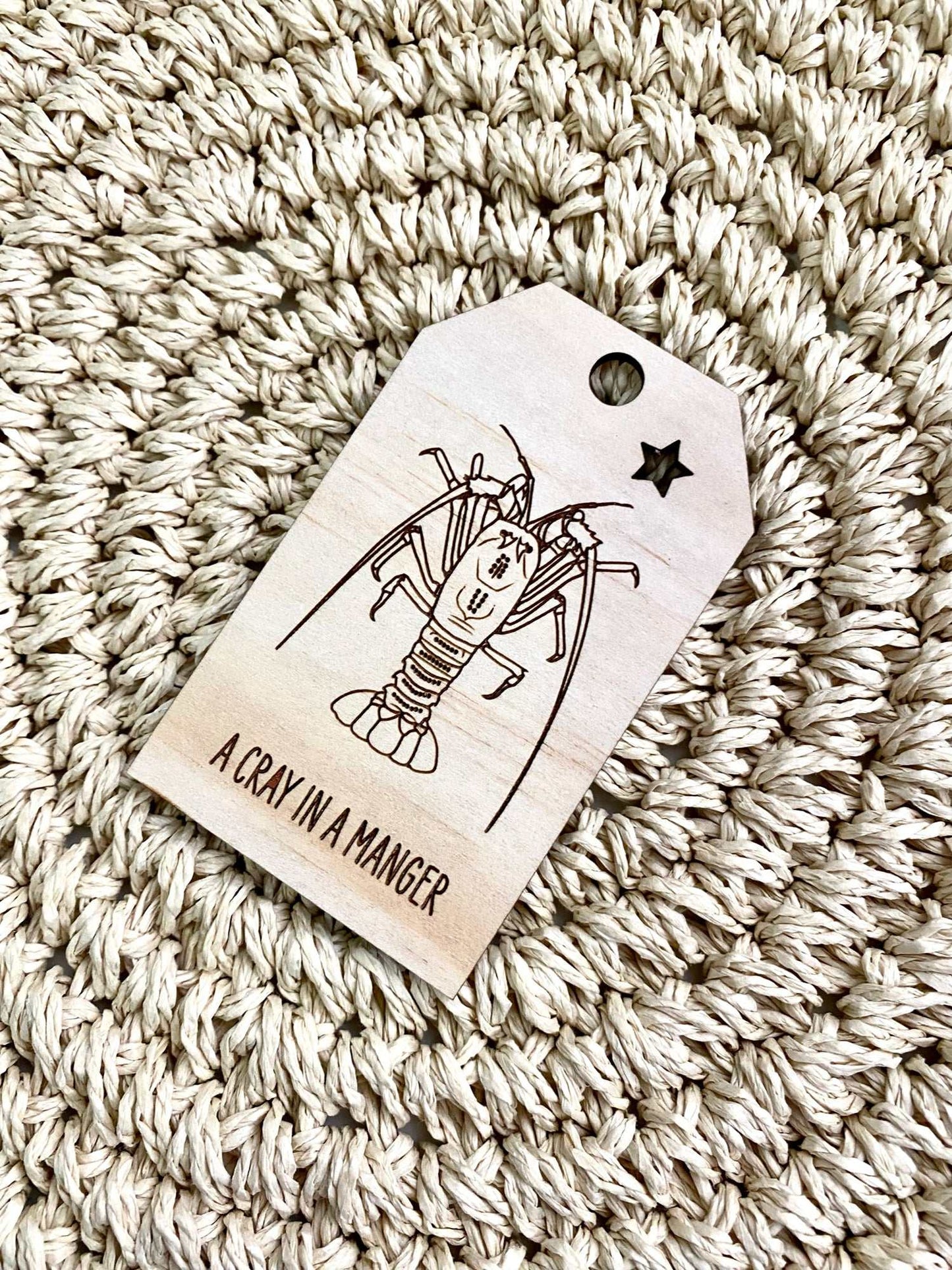 Wooden Christmas Swing Tag - Rock Lobster Crayfish - Sailfish Creative