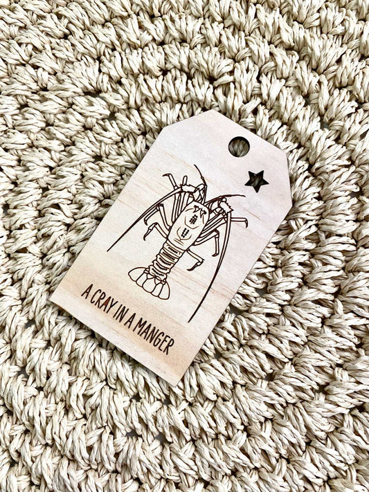 Wooden Christmas Swing Tag - Rock Lobster Crayfish - Sailfish Creative