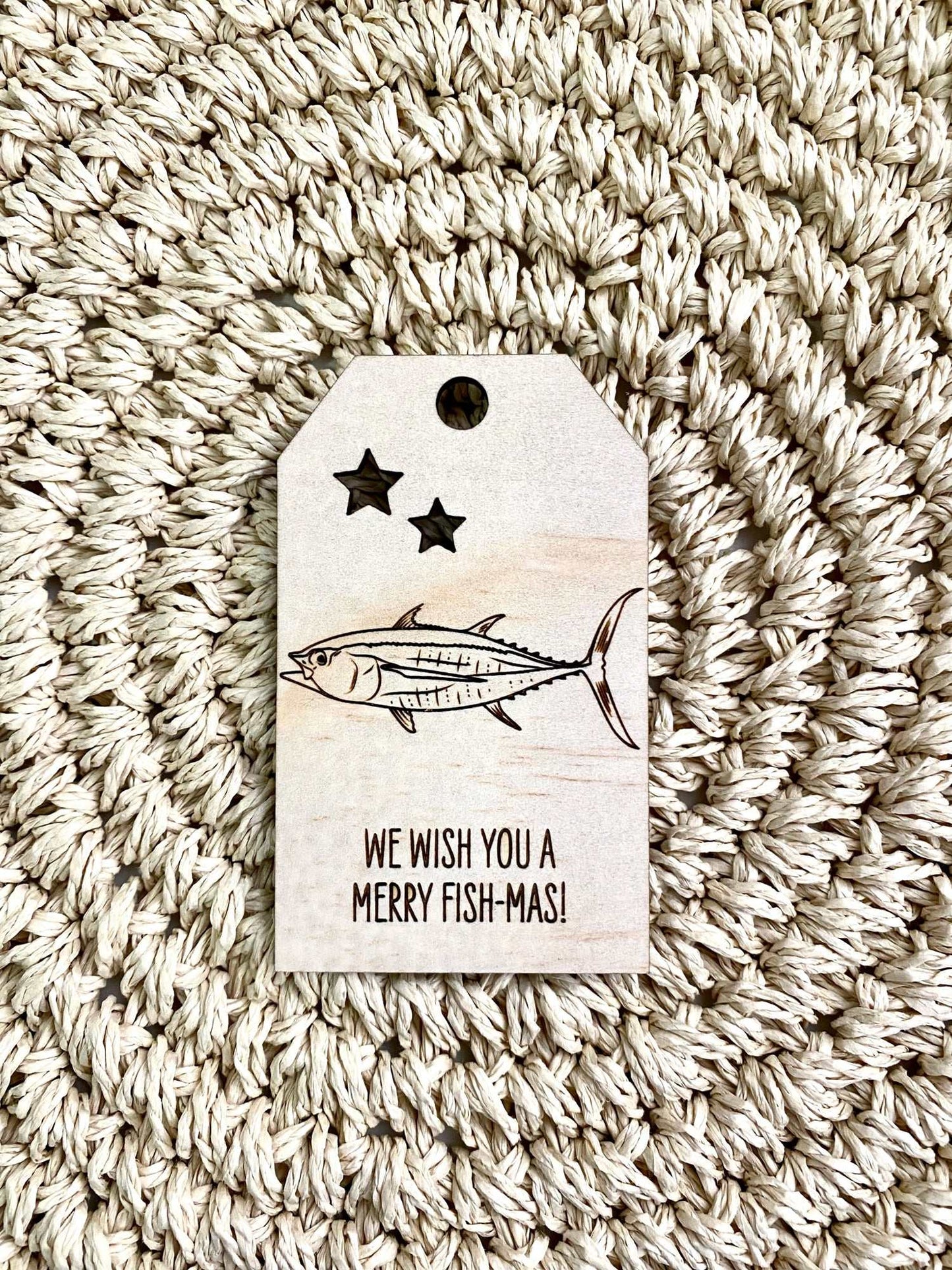 Wooden Christmas Swing Tag - Tuna Fish - Sailfish Creative